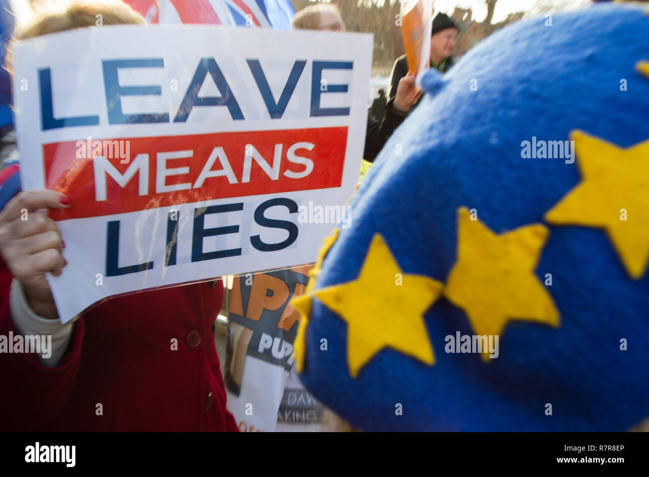 London UK 11th Dec 2018 Anti Brexit protesters demonstrate outside the Houses of Parliament. Credit: Thabo Jaiyesimi/Alamy Live News Stock Photo