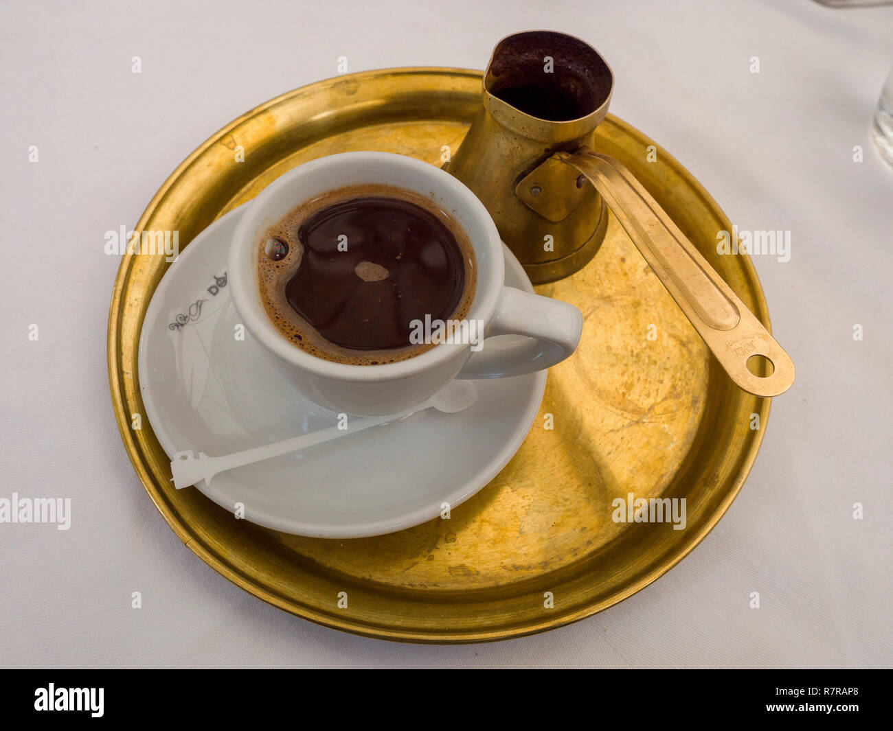 Turkish coffee in the Restaurant "?" , Belgrade, Serbia, Europe Stock ...