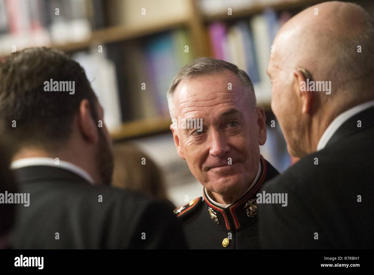 Marine Corps Gen. Joseph F. Dunford Jr., chairman of the Joint Chiefs of Staff, attends the Marine Corps Law Enforcement Foundation (MC-LEF) Gala, in New York, March 30, 2017. Dunford gave remarks and presented the 2017 Commandant's Leadership award to retired Marine Corps Gen. Peter Pace, 16th chairman of the Joint Chiefs of Staff. Since its inception 1995, MC-LEF has awarded nearly $70 million in scholarships and other humanitarian assistance to the children on fallen Marines and federal law enforcement personnel. DoD Stock Photo