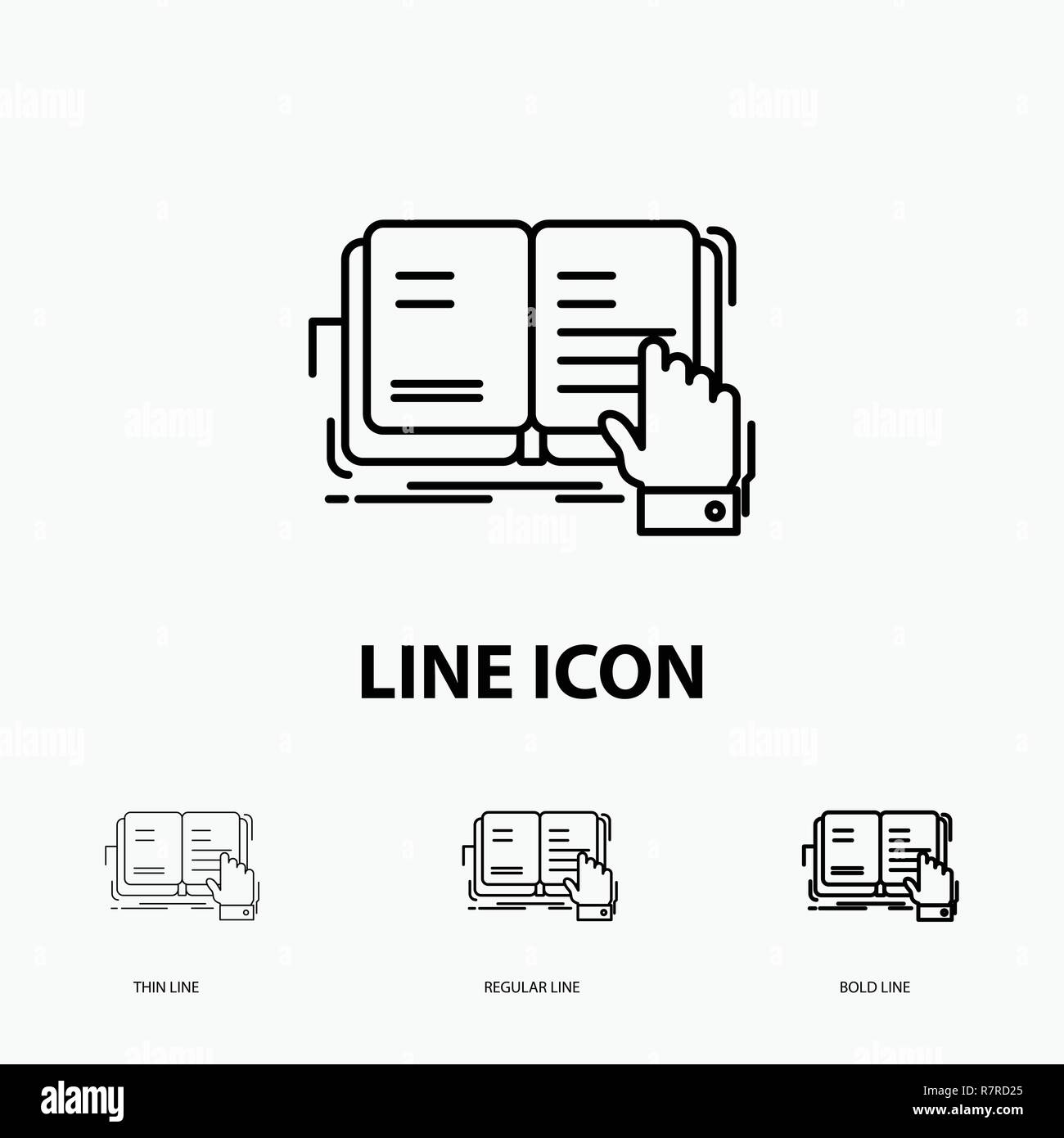book, lesson, study, literature, reading Icon in Thin, Regular and Bold Line Style. Vector illustration Stock Vector