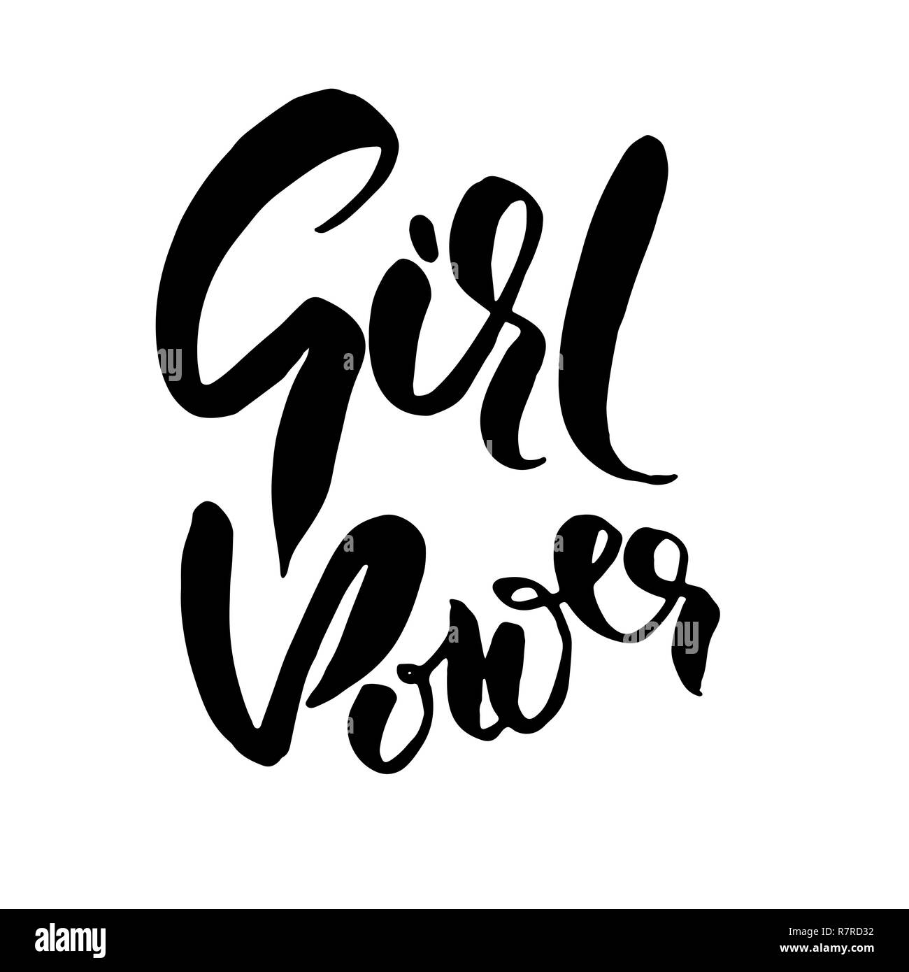 Girl power. Hand drawn brush lettering. Modern calligraphy. Ink vector illustration. Stock Vector