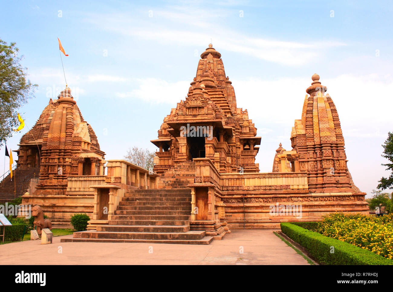 Lakshmana temple, built by Chandela Rajputs, is situated in the Western Group of temples (Temples of love), Khajuraho, Madhya Pradesh, India. Unesco W Stock Photo