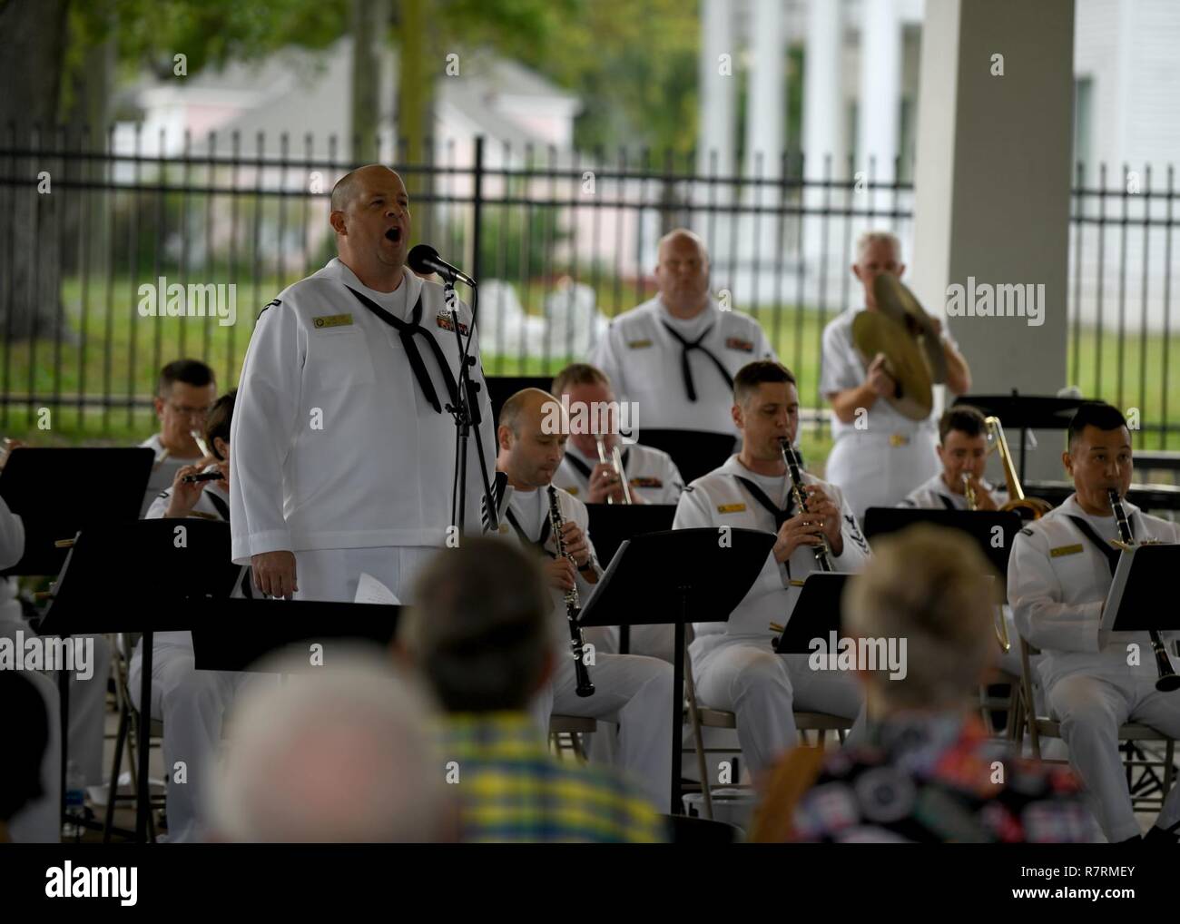 BILOXI, Miss. (April 4, 2017) Musician 1st Class Thomas Horner performs with Navy Band Southeast during a Navy Week public concert at Lighthouse Park in Biloxi, Miss. Gulfport/Biloxi is one of select regions to host a 2017 Navy Week, a week dedicated to raise U.S. Navy awareness in through local outreach, community service and exhibitions. Stock Photo