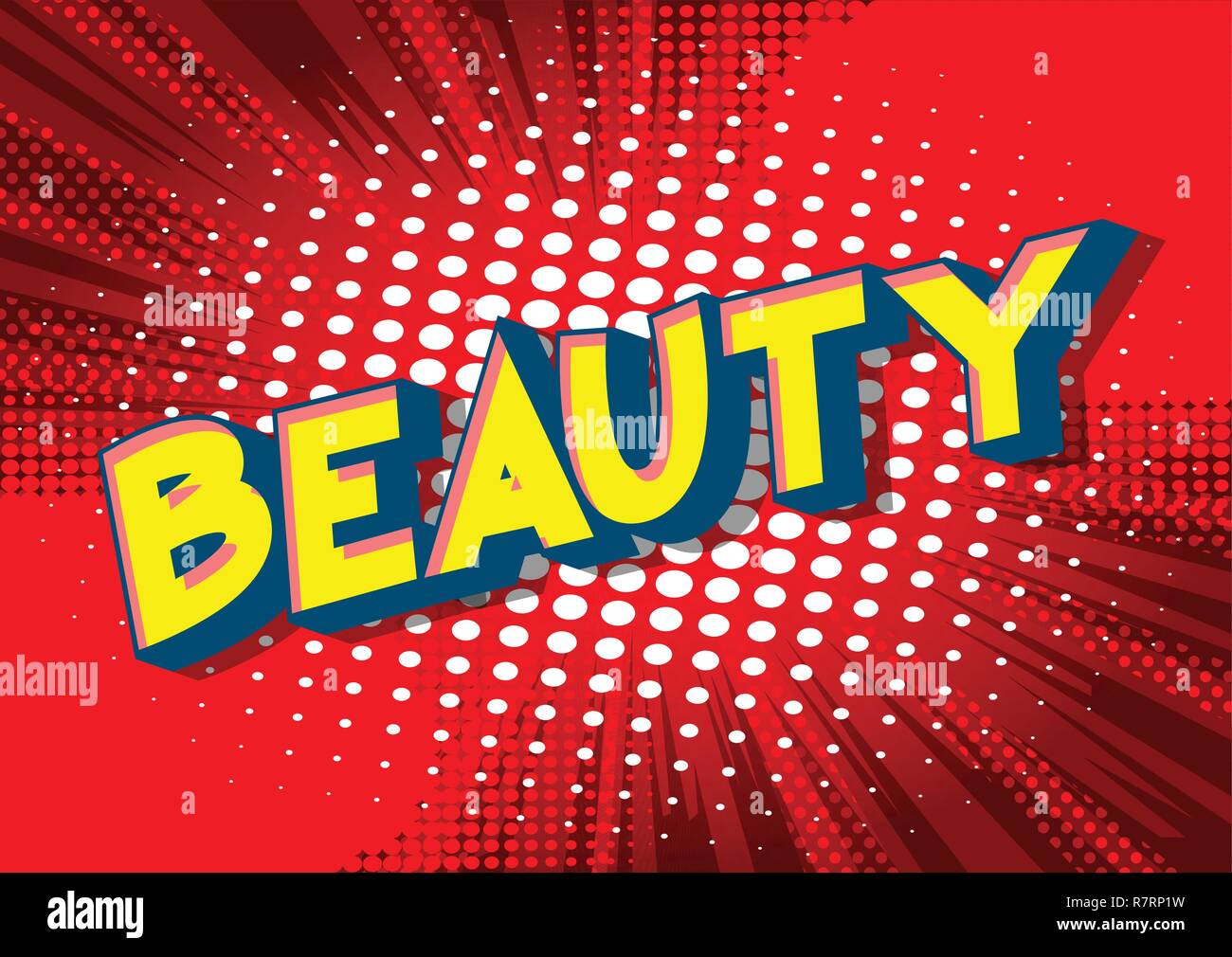 Beauty - Vector illustrated comic book style phrase on abstract background. Stock Vector