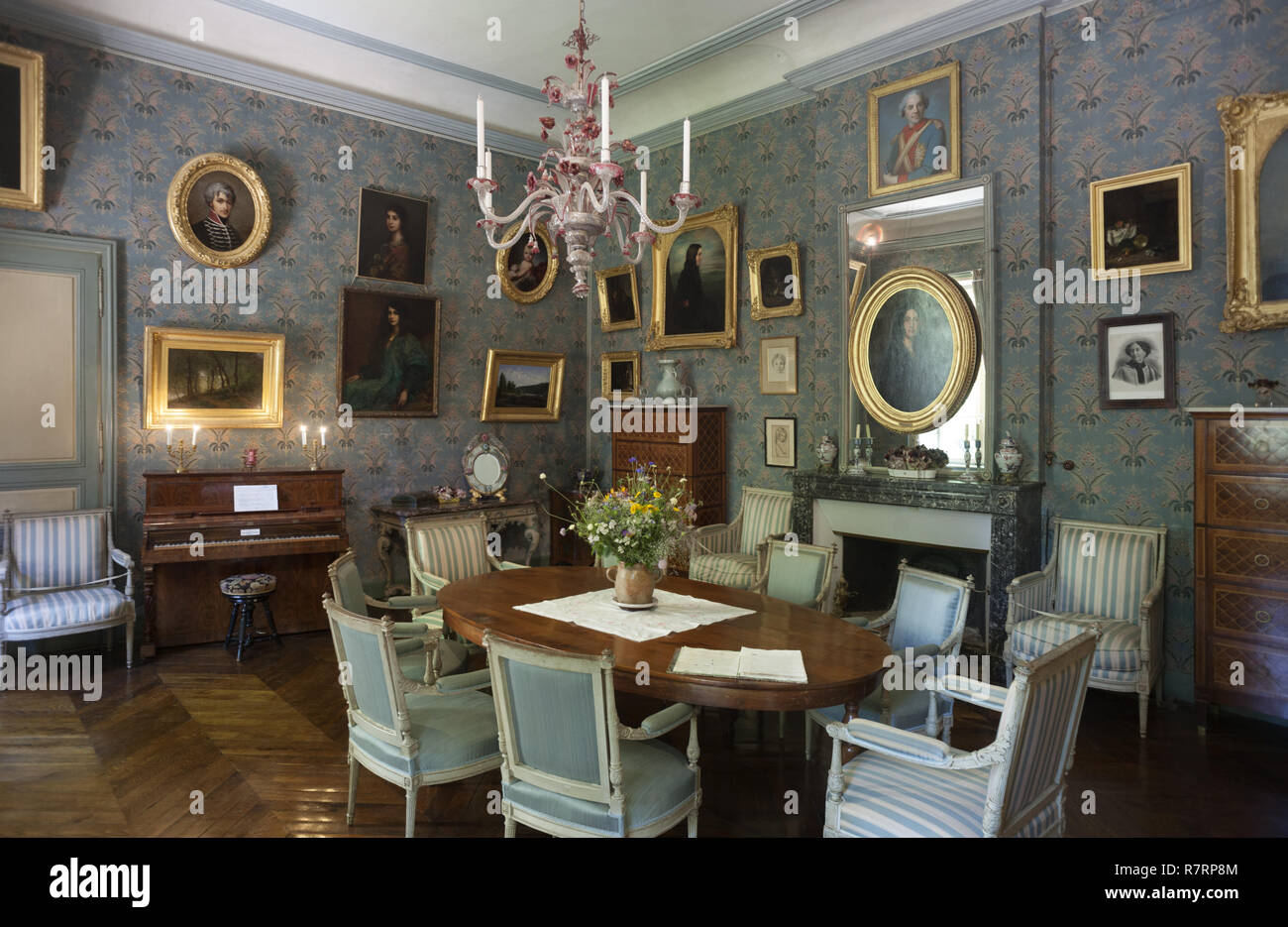 Nohant-Vic, the castle of George Sand (Le château de George Sand). Interior. A drawing room. Salon Stock Photo