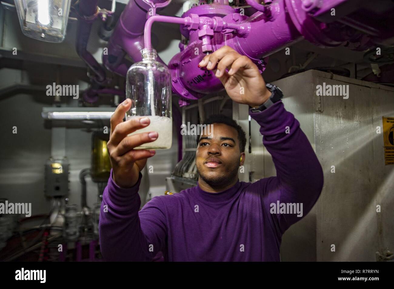 ATLANTIC OCEAN (April 4, 2017) Aviation Boatswain’s Mate (Fuels) Airman Herman Samples, from