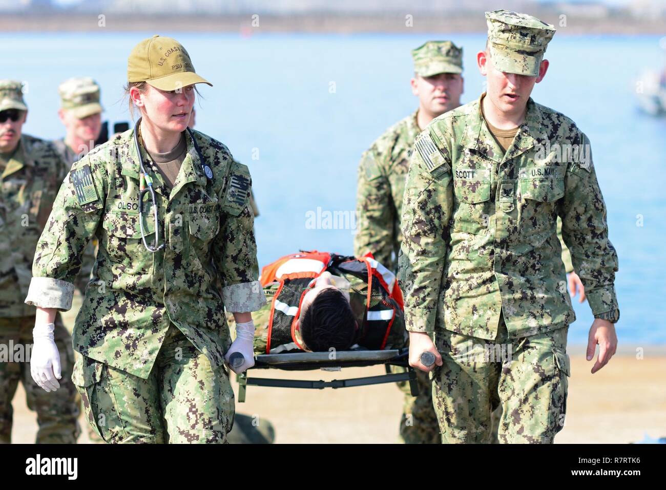 U.S. Coast Guard Petty Officer 2nd Class Liesl Olson, a health service