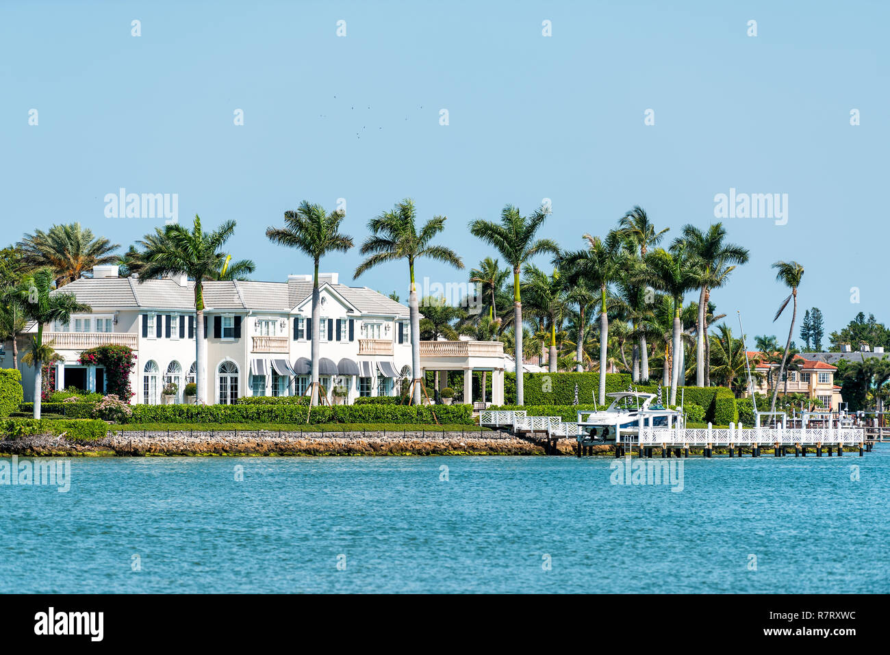 Naples, USA April 30, 2018 Nelson's Walk white house building with