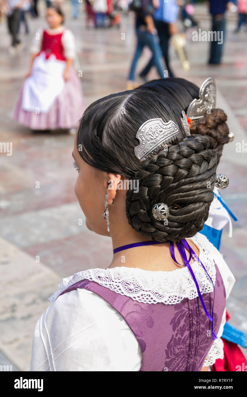 Regional costumes. Plaza de la Virgen Square. Valencia. Comunidad Valenciana. Spain Stock Photo