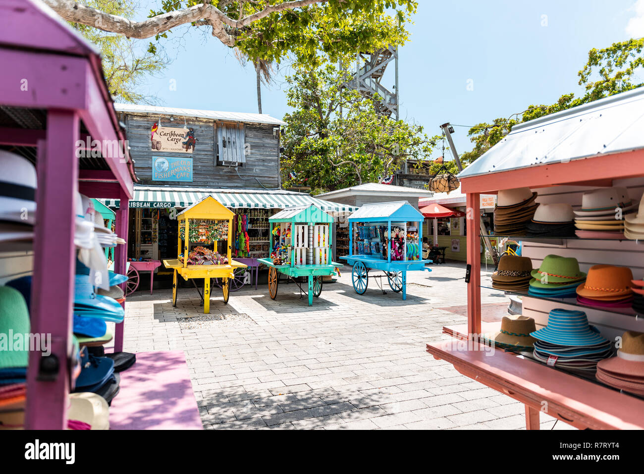 Key West, USA May 1, 2018 Duval street Mallory Square shopping