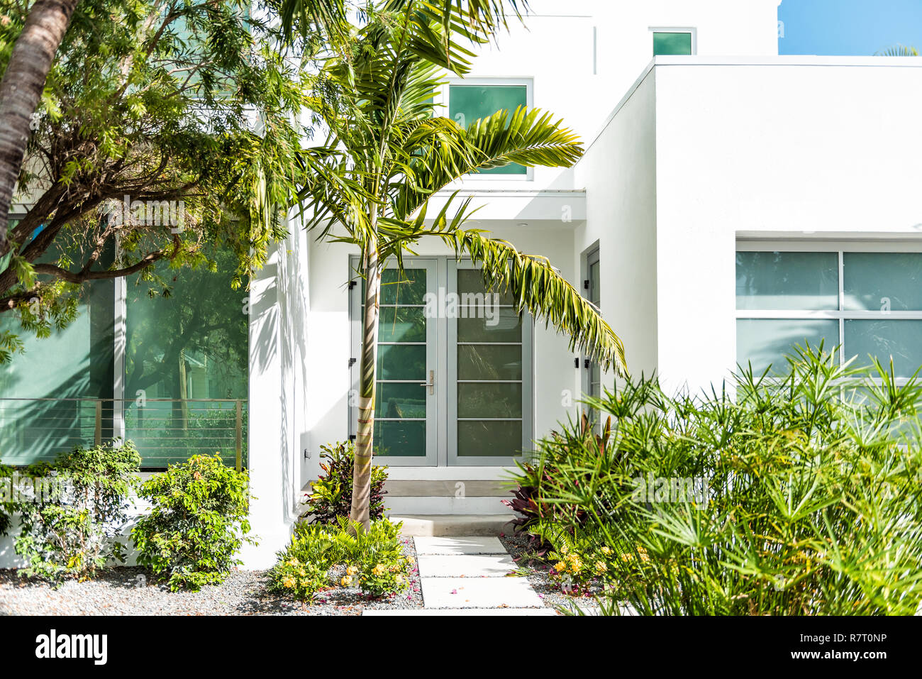 Luxury modern entrance architecture of house in Florida city island on