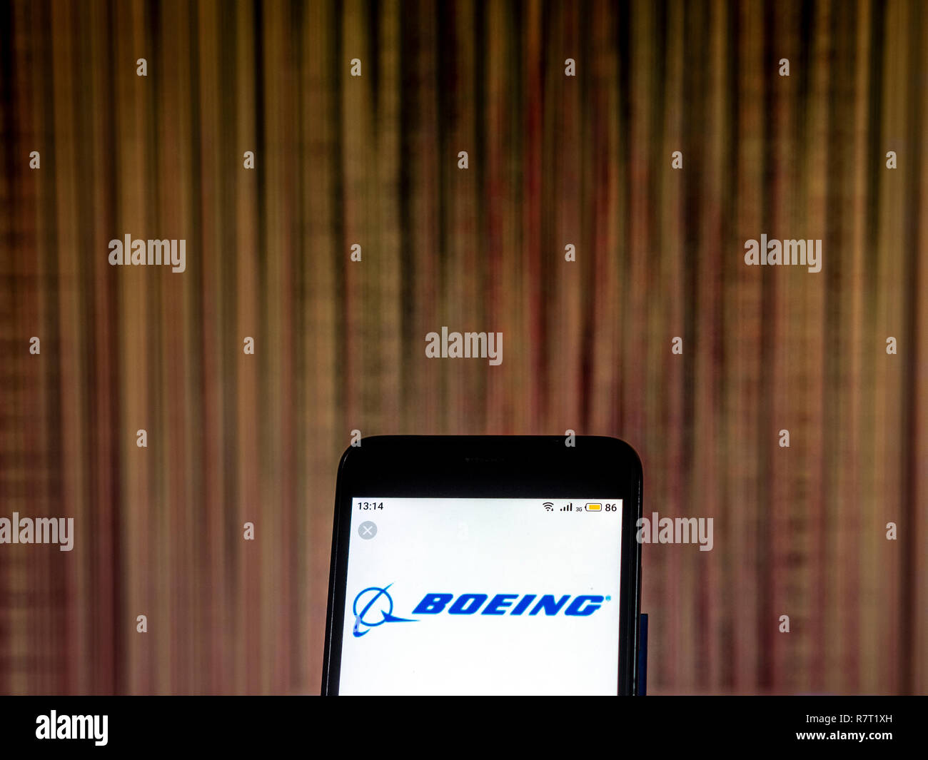 Boeing Aircraft manufacturing company  logo seen displayed on smart phone. Stock Photo