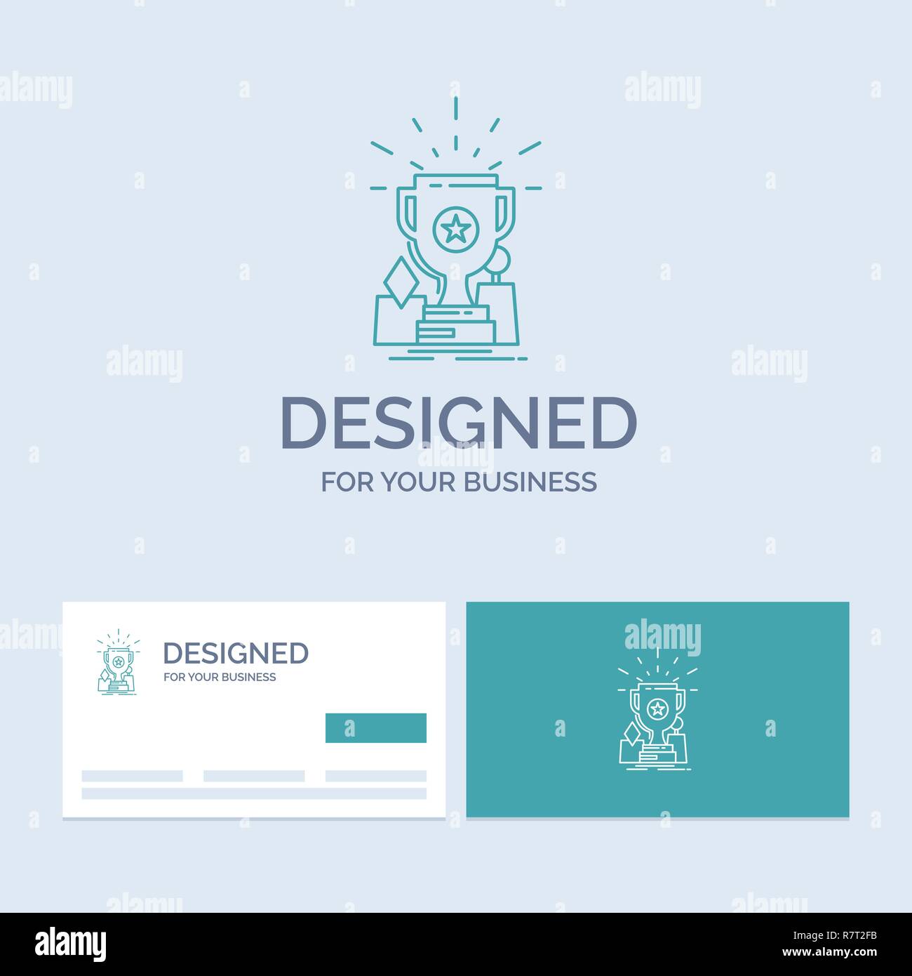 Achievement Award Cup Prize Trophy Business Logo Line Icon Symbol For Your Business Turquoise Business Cards With Brand Logo Template Stock Vector Image Art Alamy