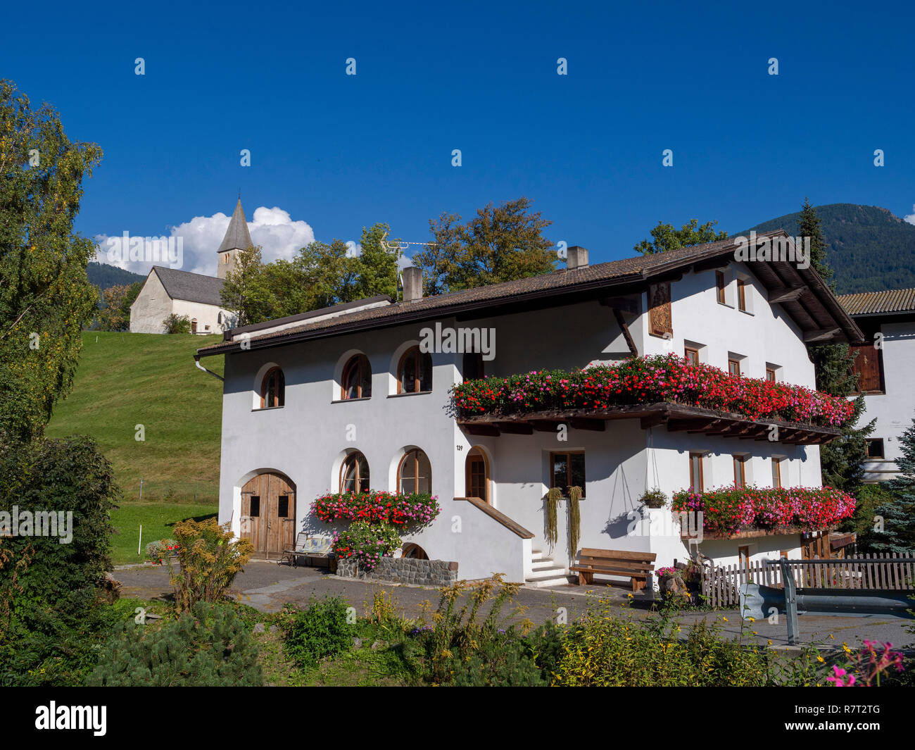 House  in Burgeis - Mals, Vinschgau, Region South Tyrol-Bolzano, Italy, Europe Stock Photo