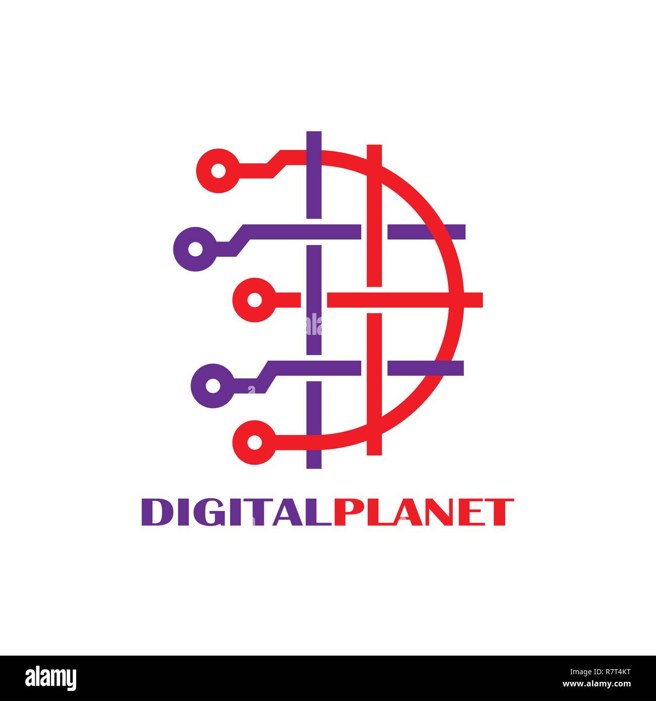 Digital World Logo Design Template. Abstract vector symbol, technology concept. Logo digiplanet, logotype. Stock Vector