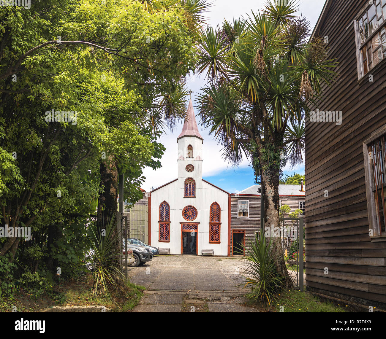 Chiloe Church Museum and Visitor Center at former Inmaculada Concepcion convent - Ancud, Chiloe Island, Chile Stock Photo