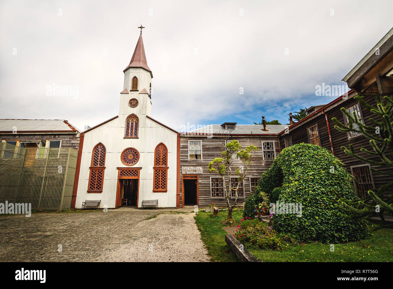 Ancud, Chiloe, Chile - Feb 27, 2018: Chiloe Church Museum and Visitor Center at former Inmaculada Concepcion convent - Ancud, Chiloe Island, Chile Stock Photo