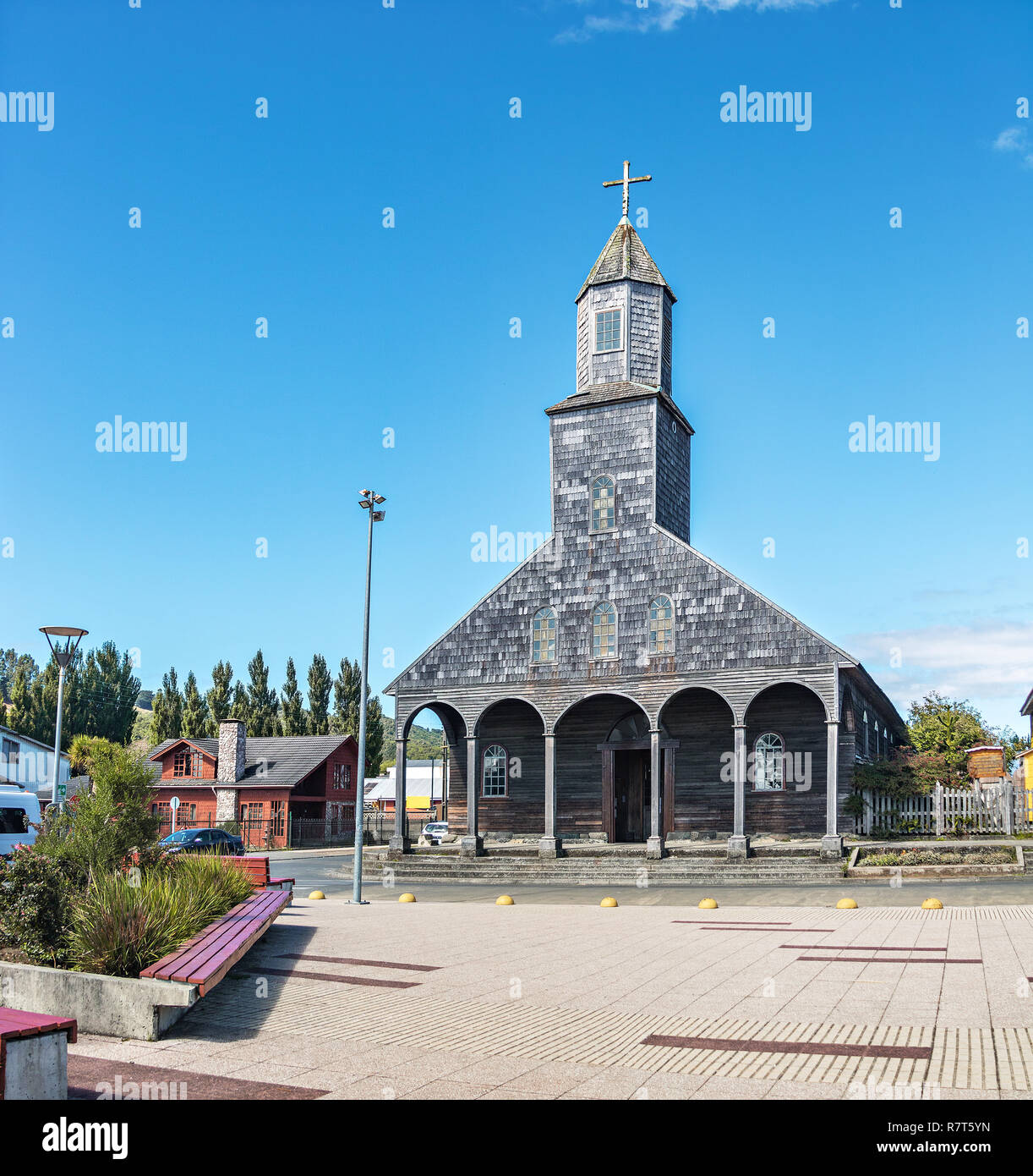Church of Achao - Chiloe Island, Chile Stock Photo