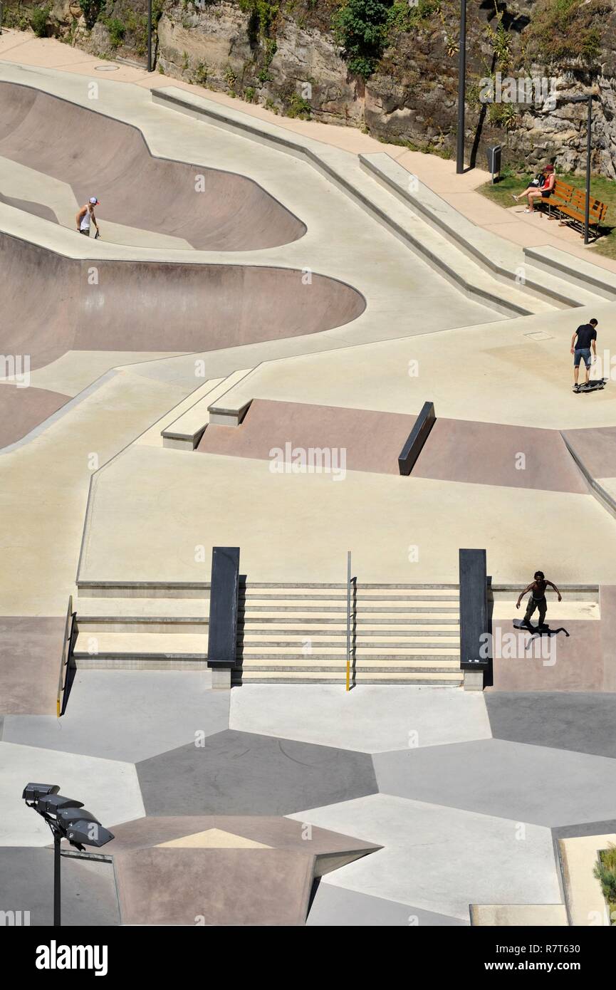Luxembourg, Luxembourg city, SkatePark in the Petrusse valley Stock Photo