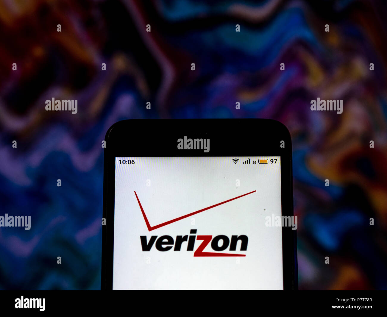 Verizon Wireless Telecommunications Company Logo Seen Displayed On