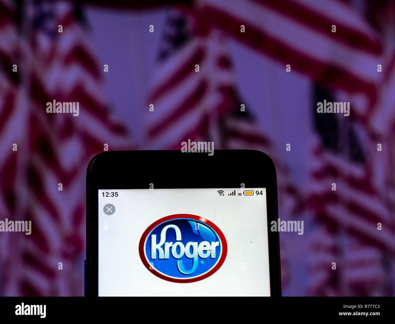 Kroger Retail company logo seen displayed on smart phone Stock Photo