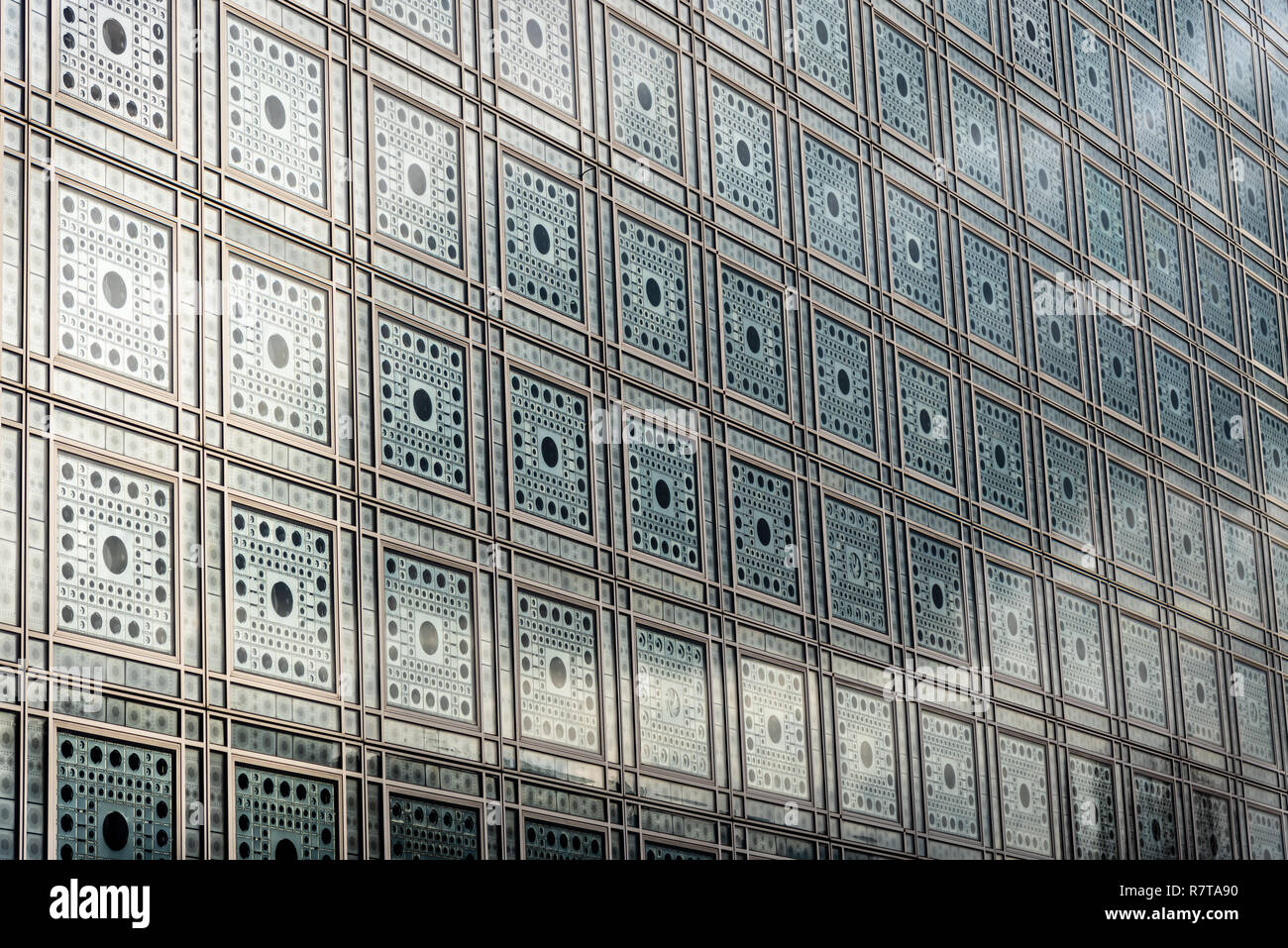 Outside the Arab World Institute (Institut du monde arabe), Paris, France Stock Photo