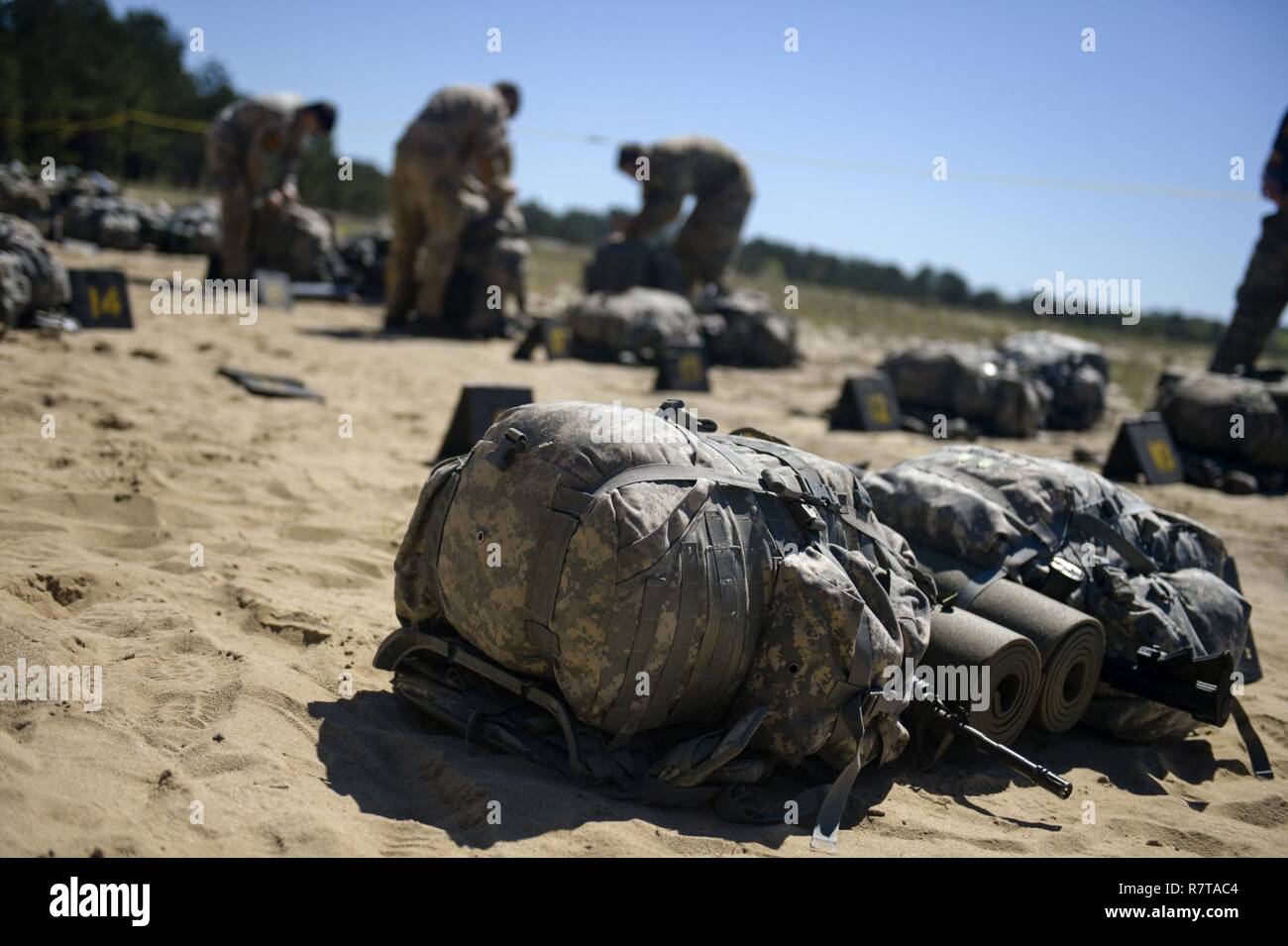 U.S. Army Rangers take a fiveminute break between events during the Best Ranger Competition