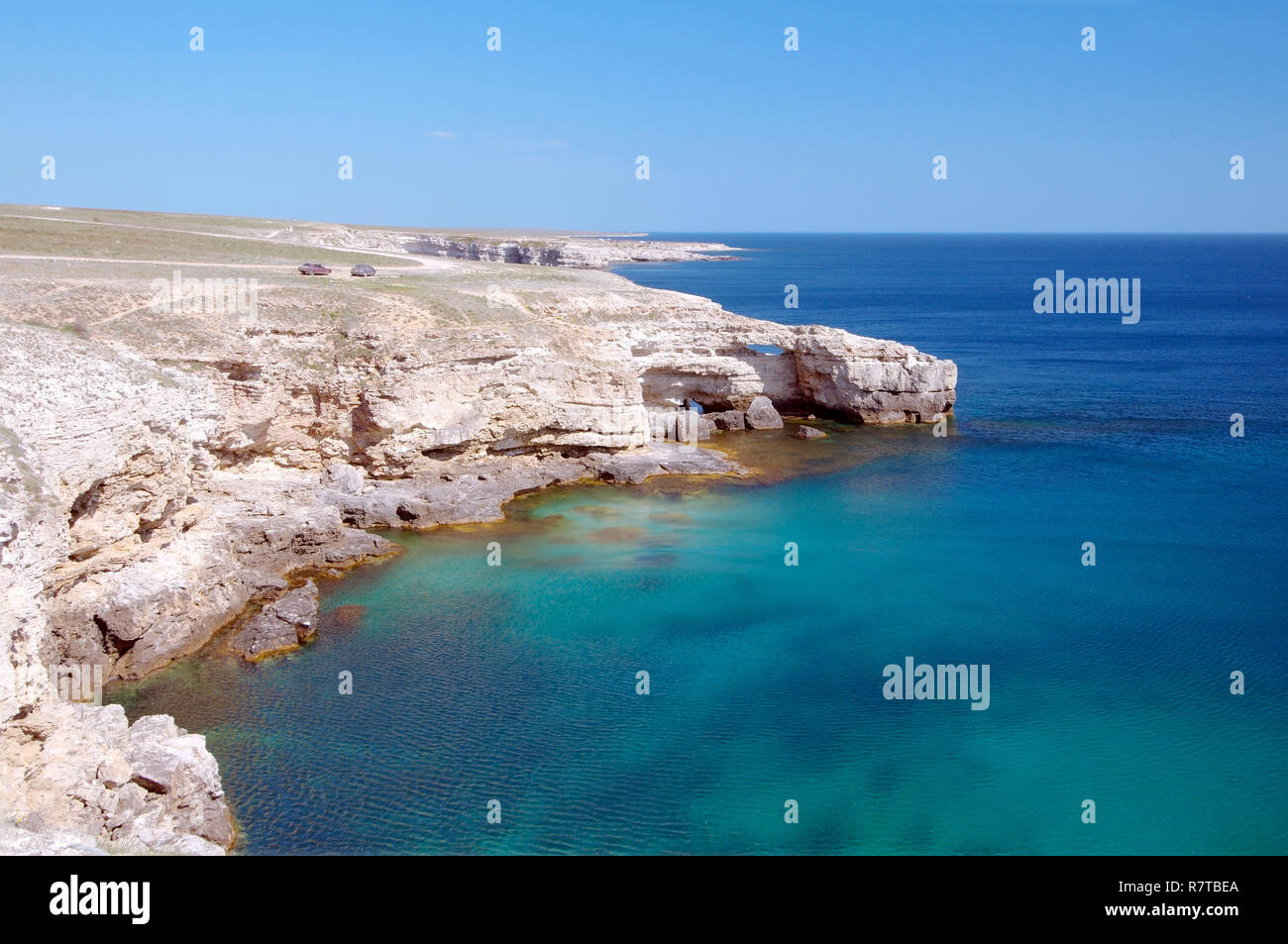 Crocodile Rock, Cape Tarkhankut, near Olenivka, Crimea, Ukraine Stock Photo