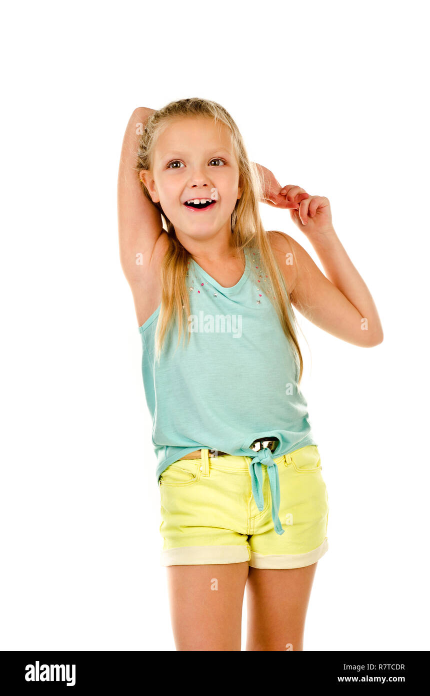 little girl isolated on a white background Stock Photo - Alamy