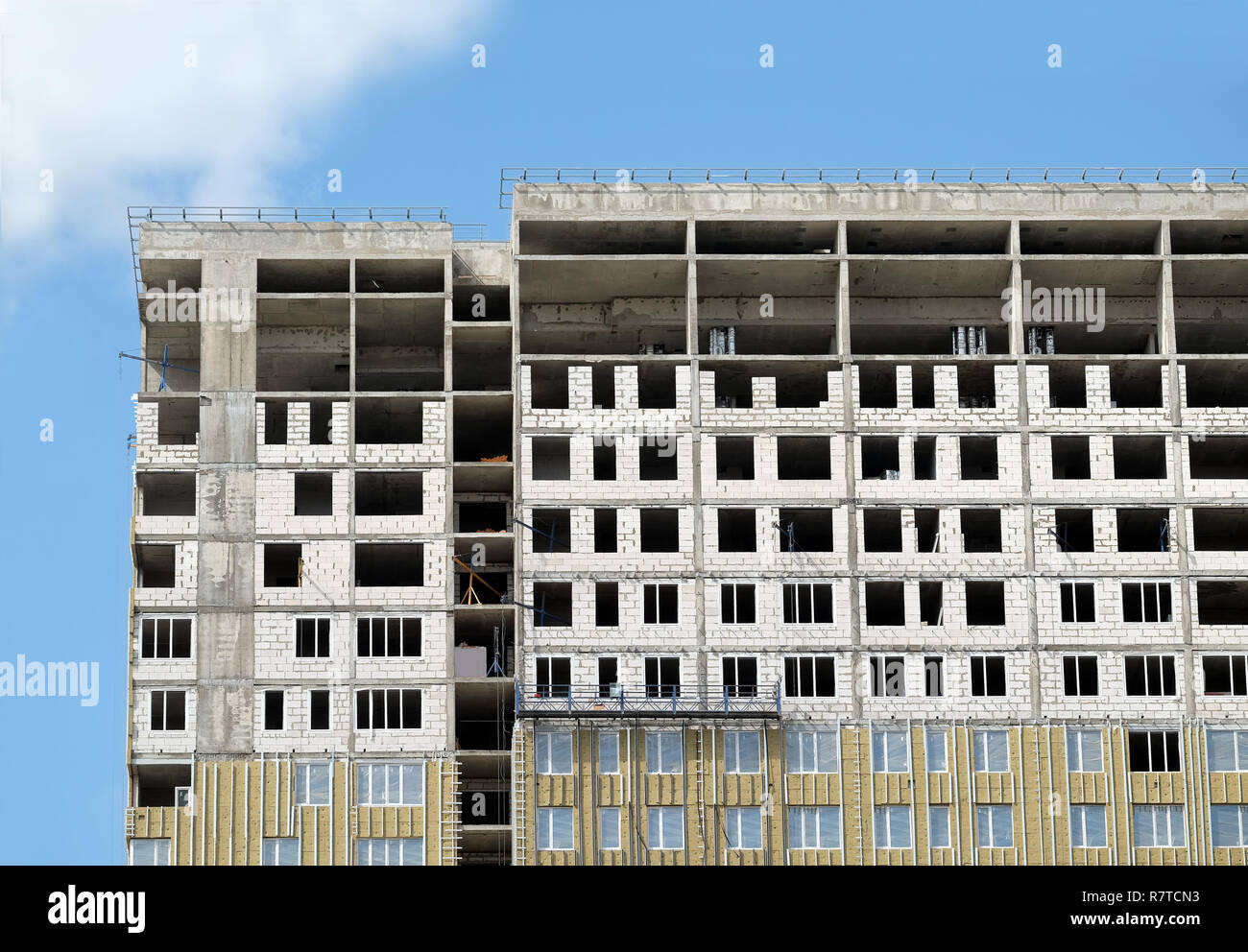 Process of construction high-rise modern apartment building with flat ... - High Rise Flat Roof Penthouse