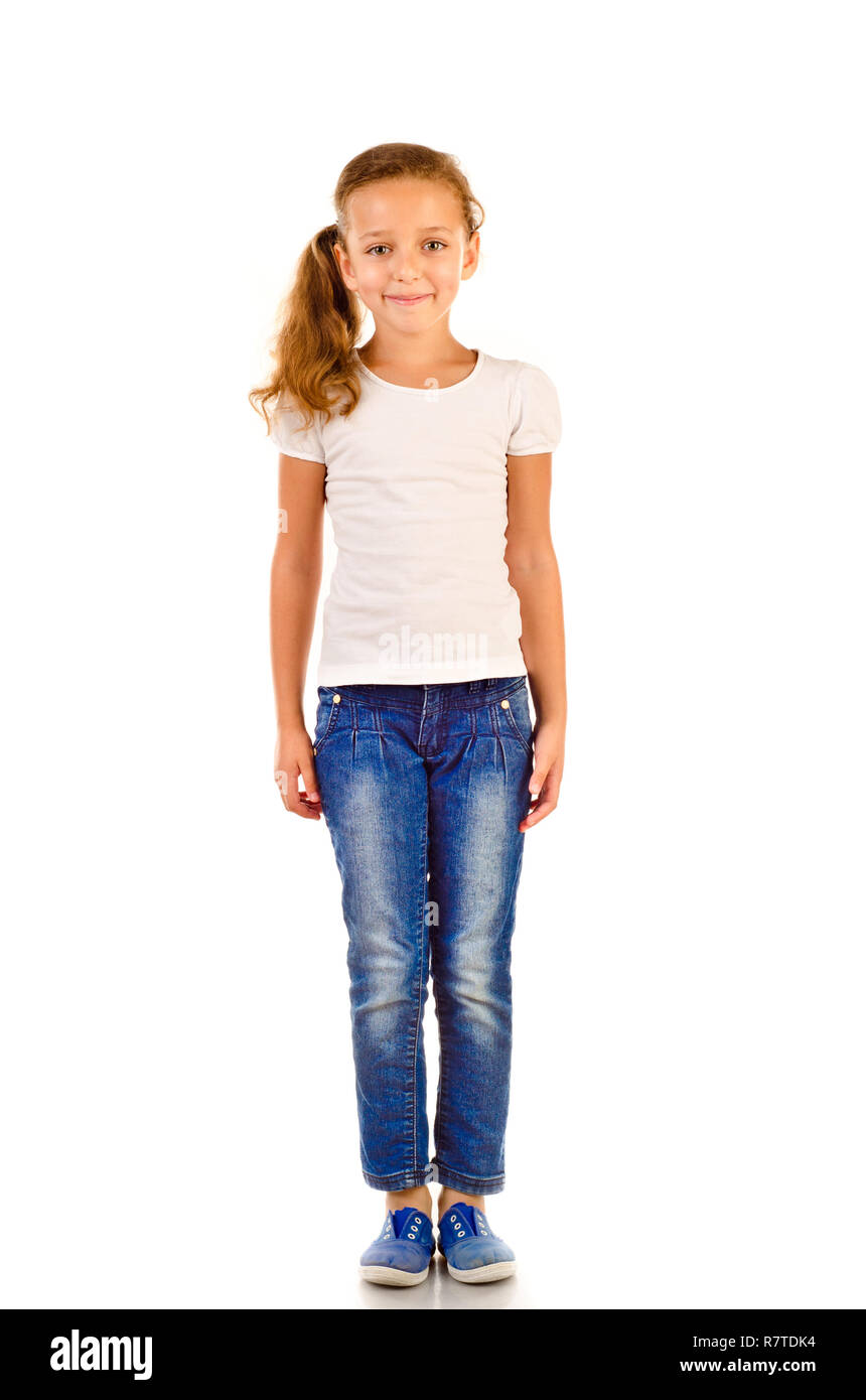 little girl isolated on a white background Stock Photo - Alamy