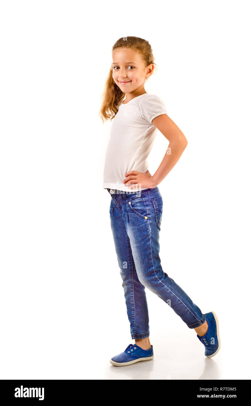 little girl isolated on a white background Stock Photo - Alamy