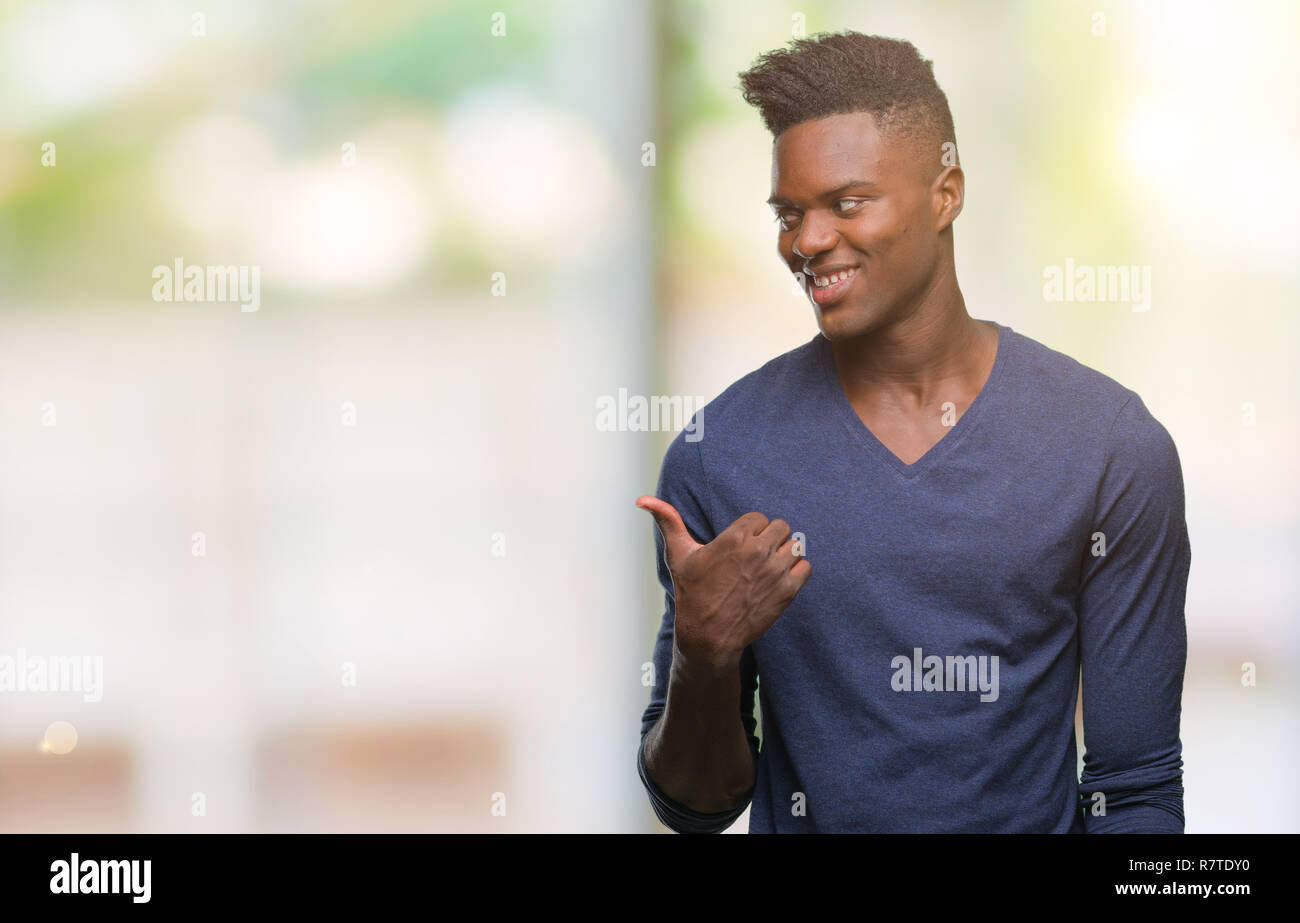 Young african american man over isolated background smiling with happy ...