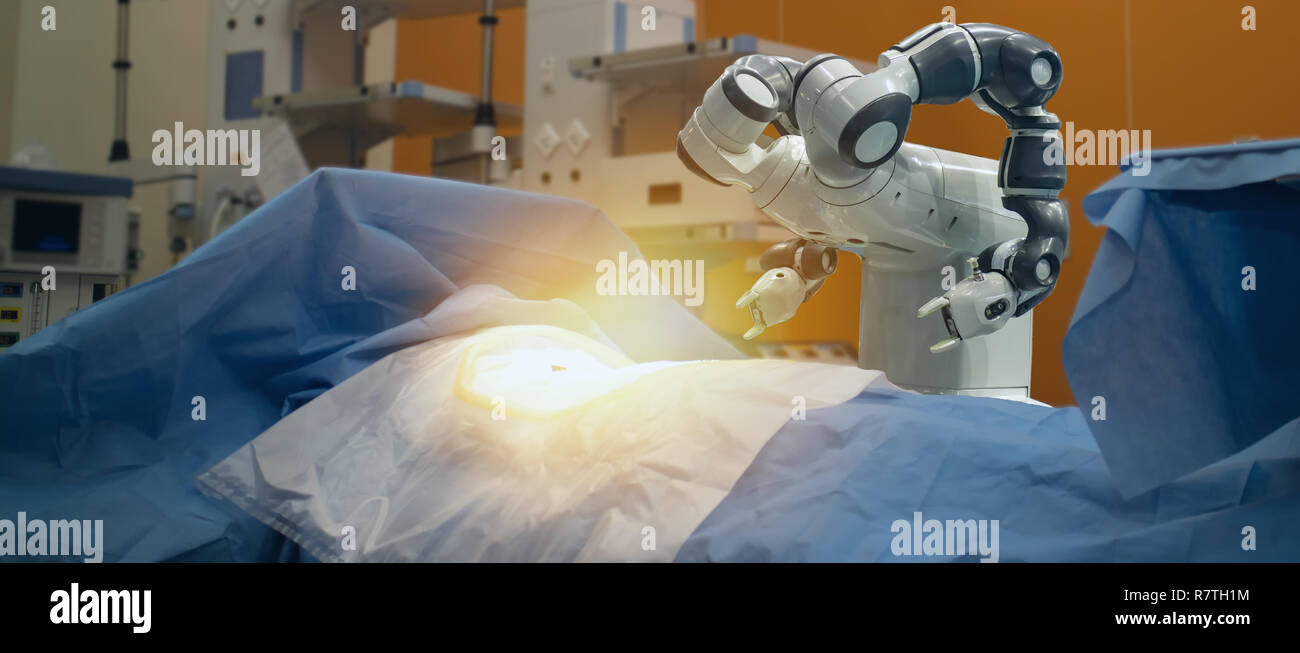smart medical technology concept,advanced robotic surgery machine at