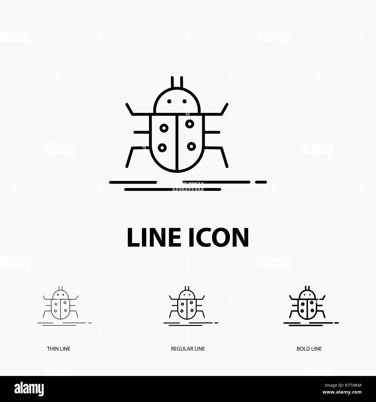 Bug, bugs, insect, testing, virus Icon in Thin, Regular and Bold Line