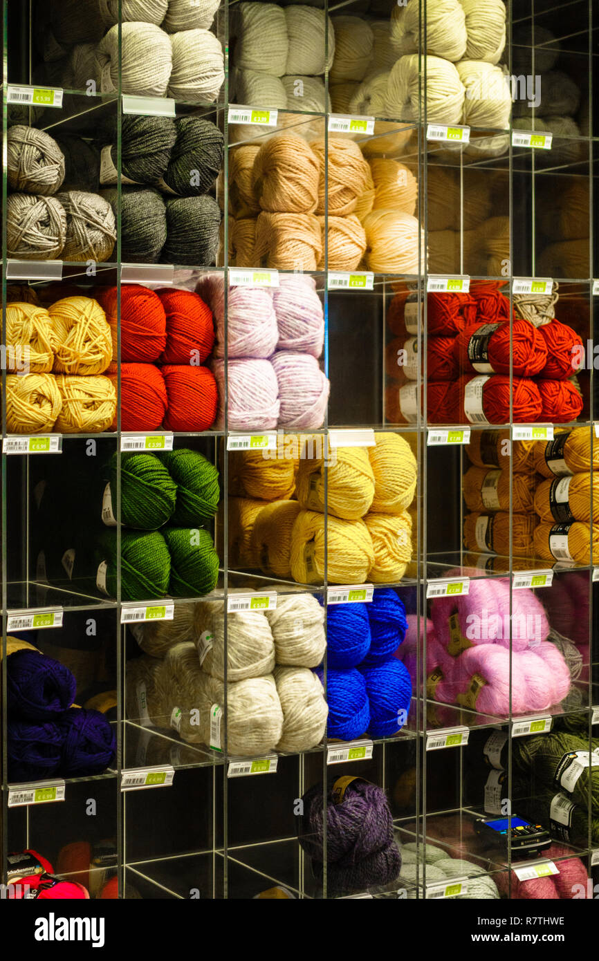 Balls of yarns for sale Stock Photo