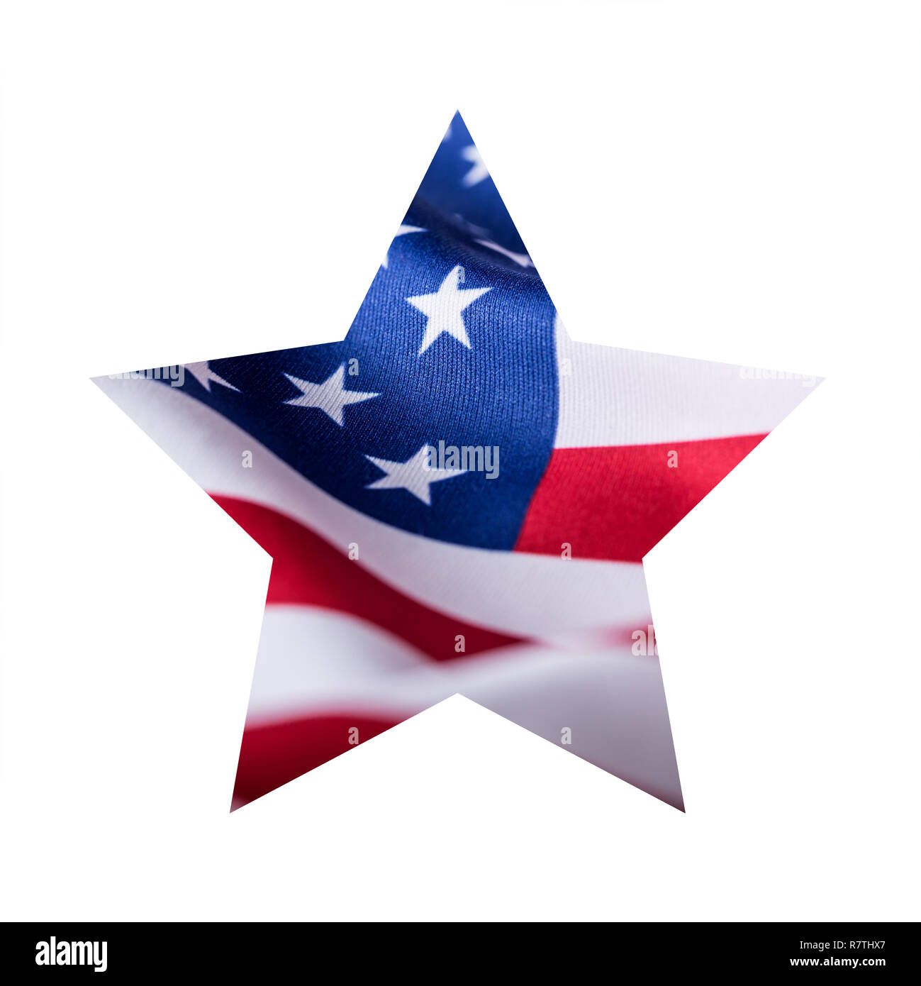 American flag in star shape isolated on white background. Stock Photo