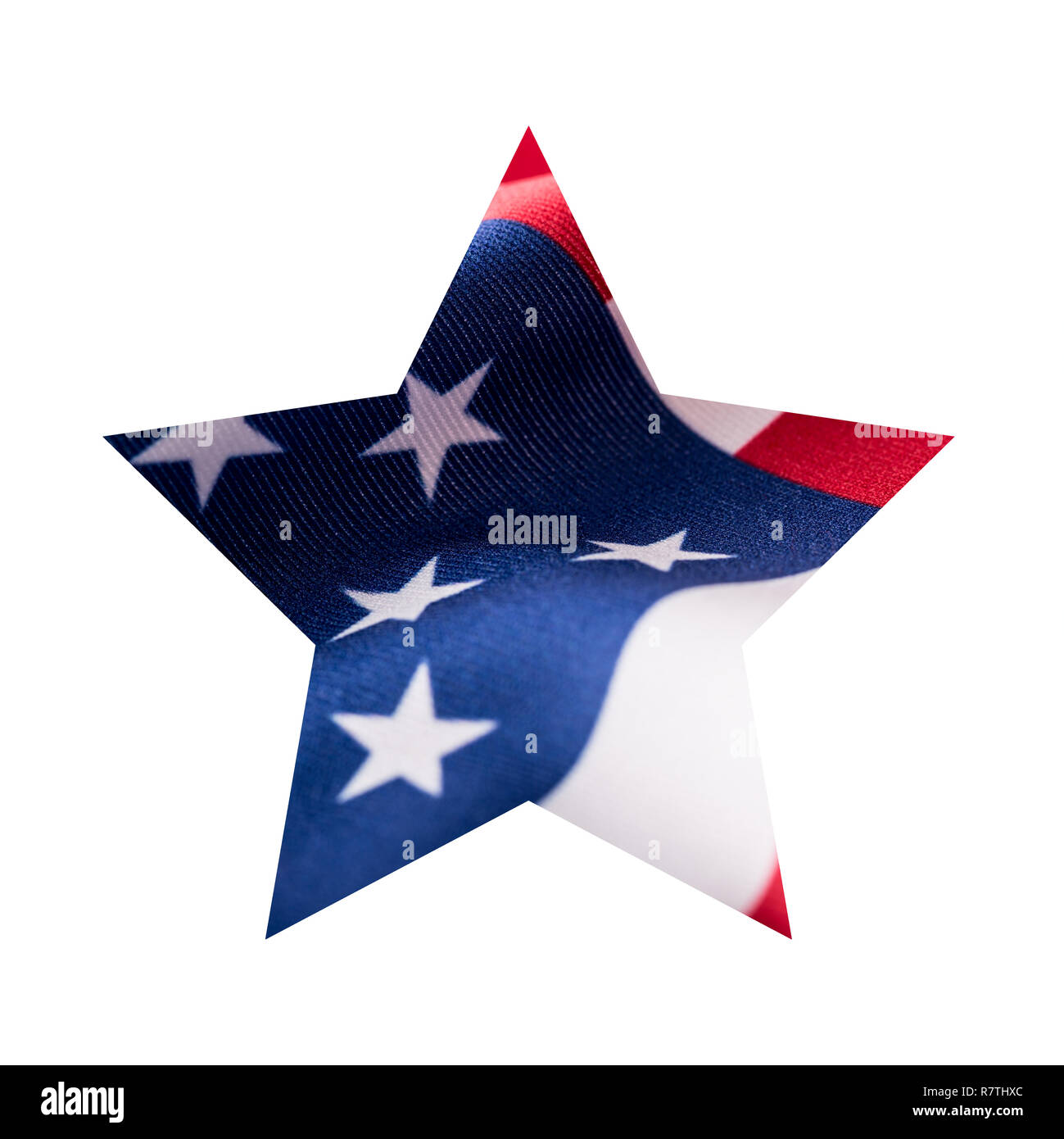 American flag in star shape isolated on white background. Stock Photo