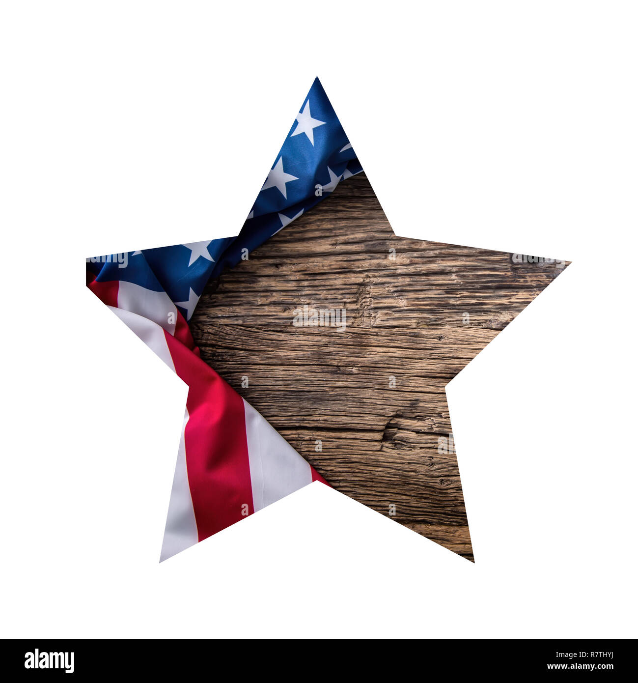 American flag in star shape isolated on white background. Stock Photo