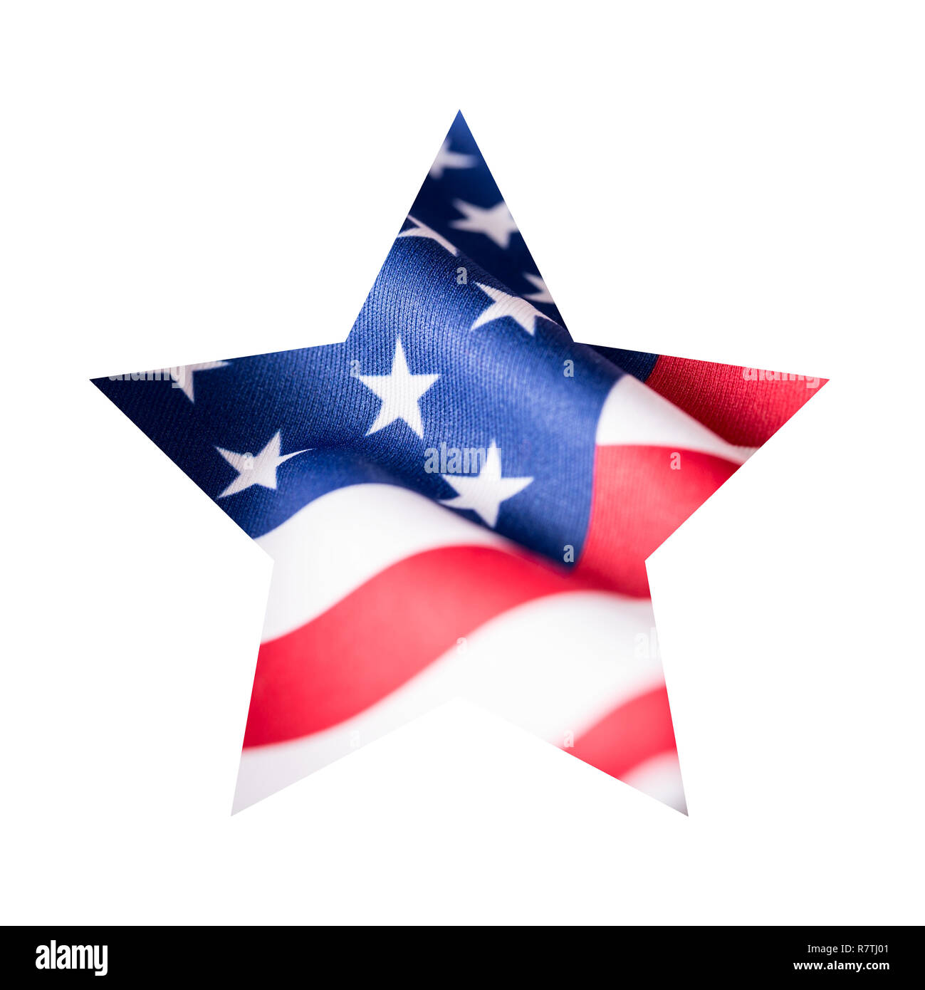 American flag in star shape isolated on white background. Stock Photo