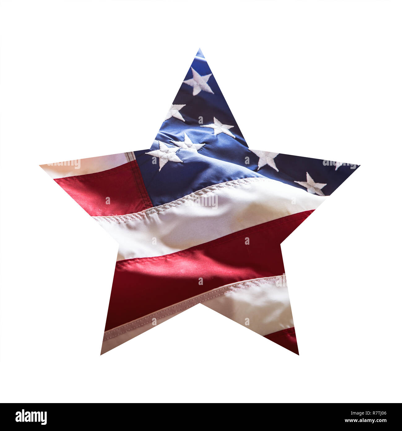 American flag in star shape isolated on white background. Stock Photo