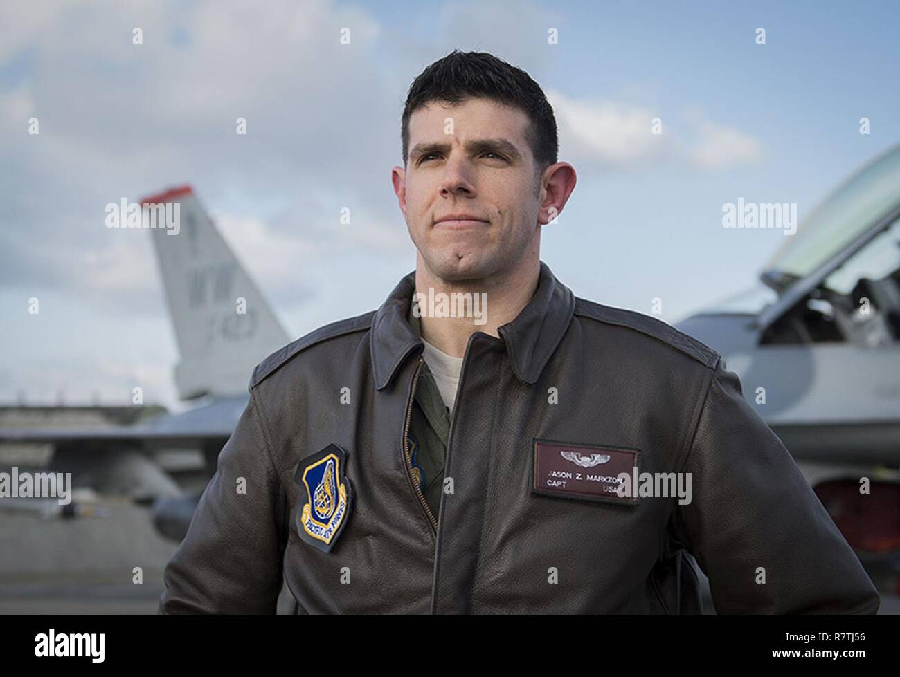 U.S. Air Force Capt. Jason Markzon, a 13th Fighter Squadron pilot ...