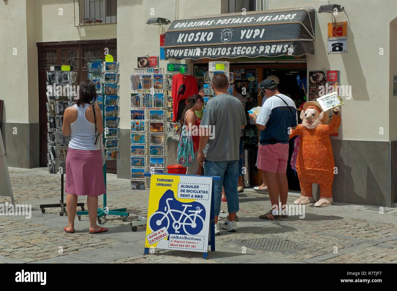 Souvenirs store and tourists, Cadiz, Region of Andalusia, Spain, Europe. Stock Photo
