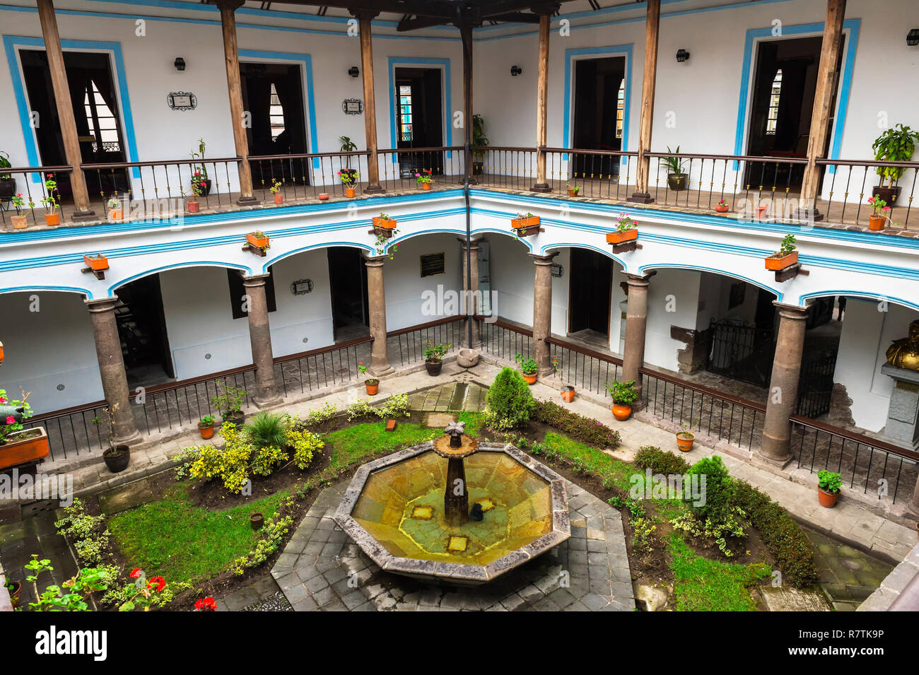 Inner courtyard, Army General Antonio Jose de Sucre House, Quito, Pichincha Province, Ecuador Stock Photo