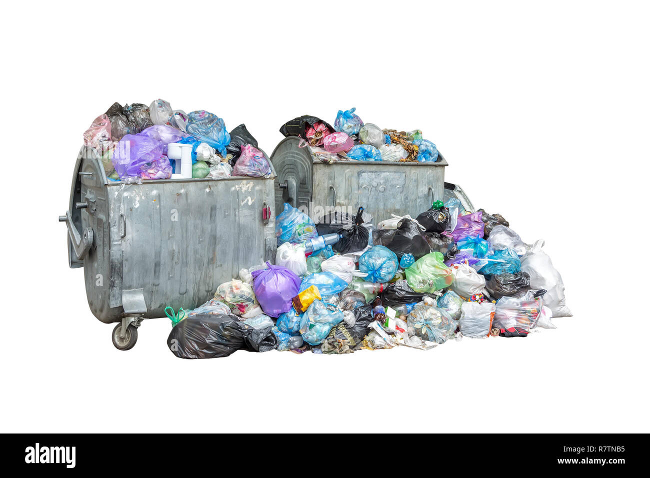 https://c8.alamy.com/comp/R7TNB5/dumpsters-being-full-with-garbage-and-big-pile-of-garbage-in-black-blue-trash-bags-isolated-on-white-background-ecology-concept-pollution-environmen-R7TNB5.jpg