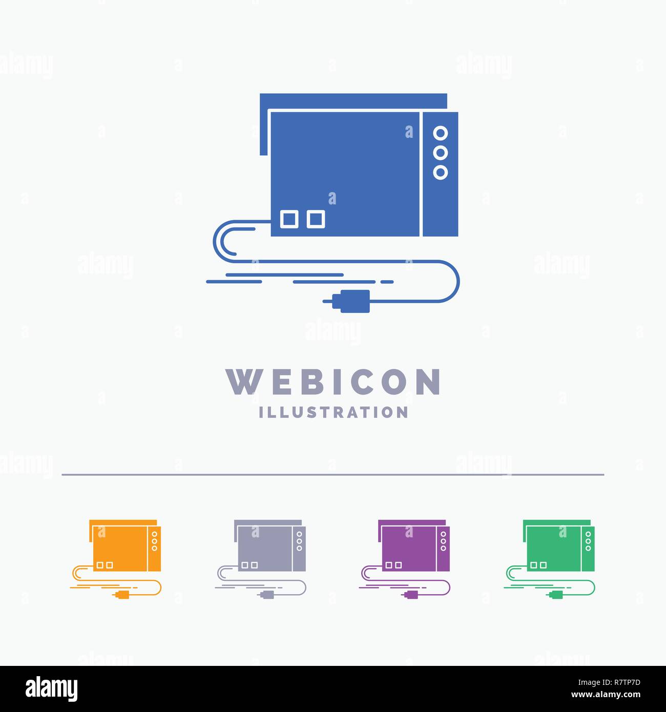 audio, card, external, interface, sound 5 Color Glyph Web Icon Template isolated on white. Vector illustration Stock Vector