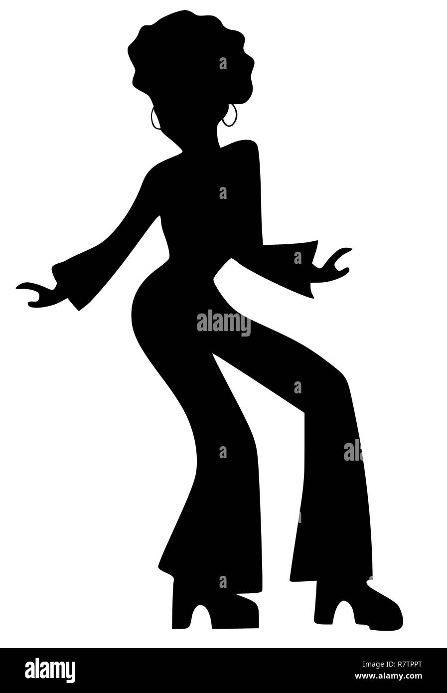 dance disco nightclub lady music silhouette illustration Stock Photo