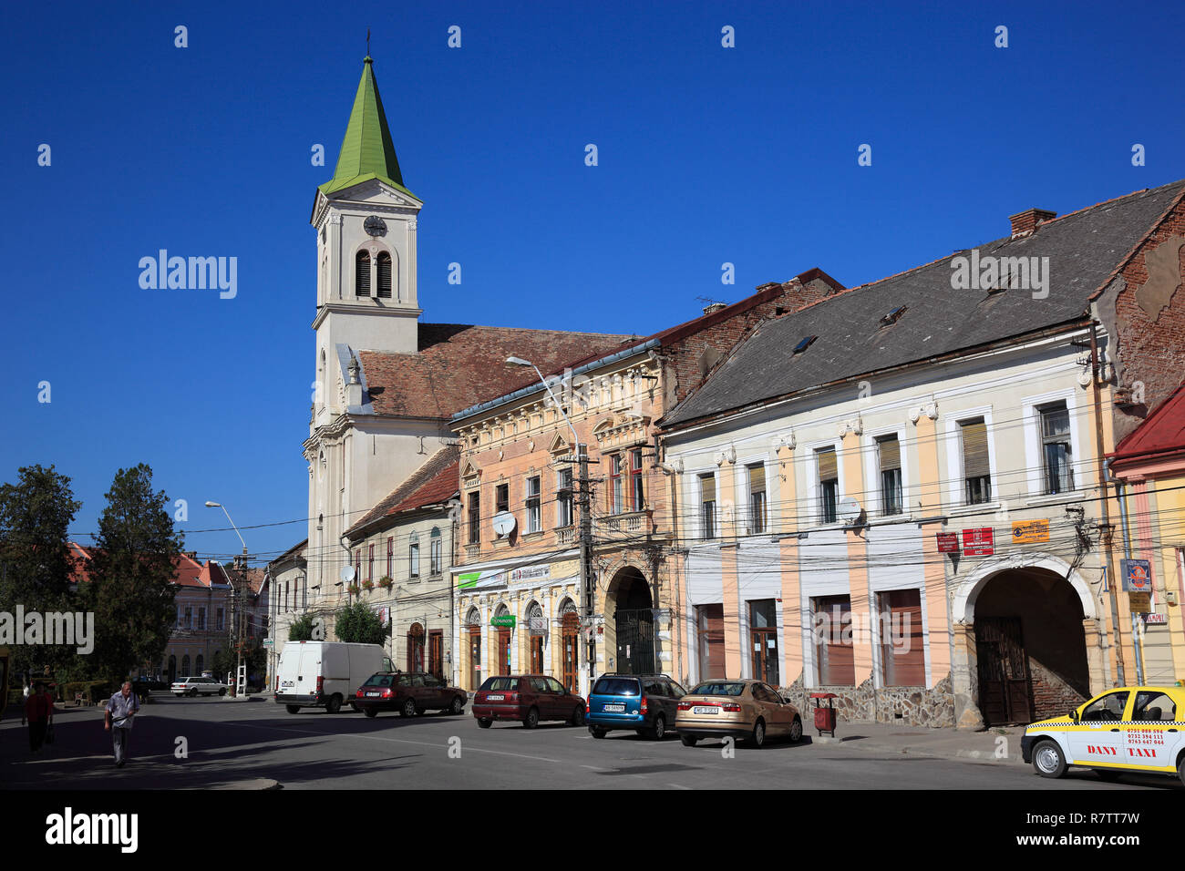 Roman Catholic Church in the city centre, Aiud, Alba County, Transylvania, Romania Stock Photo