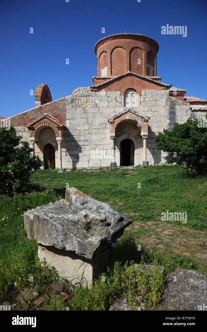 Apollonia, Apoloni, Ruinenstätte, Albanien, byzantinische Mutter-Gottes-Kirche im Kloster Shen Maria, ca 1250 erbaut Stock Photo