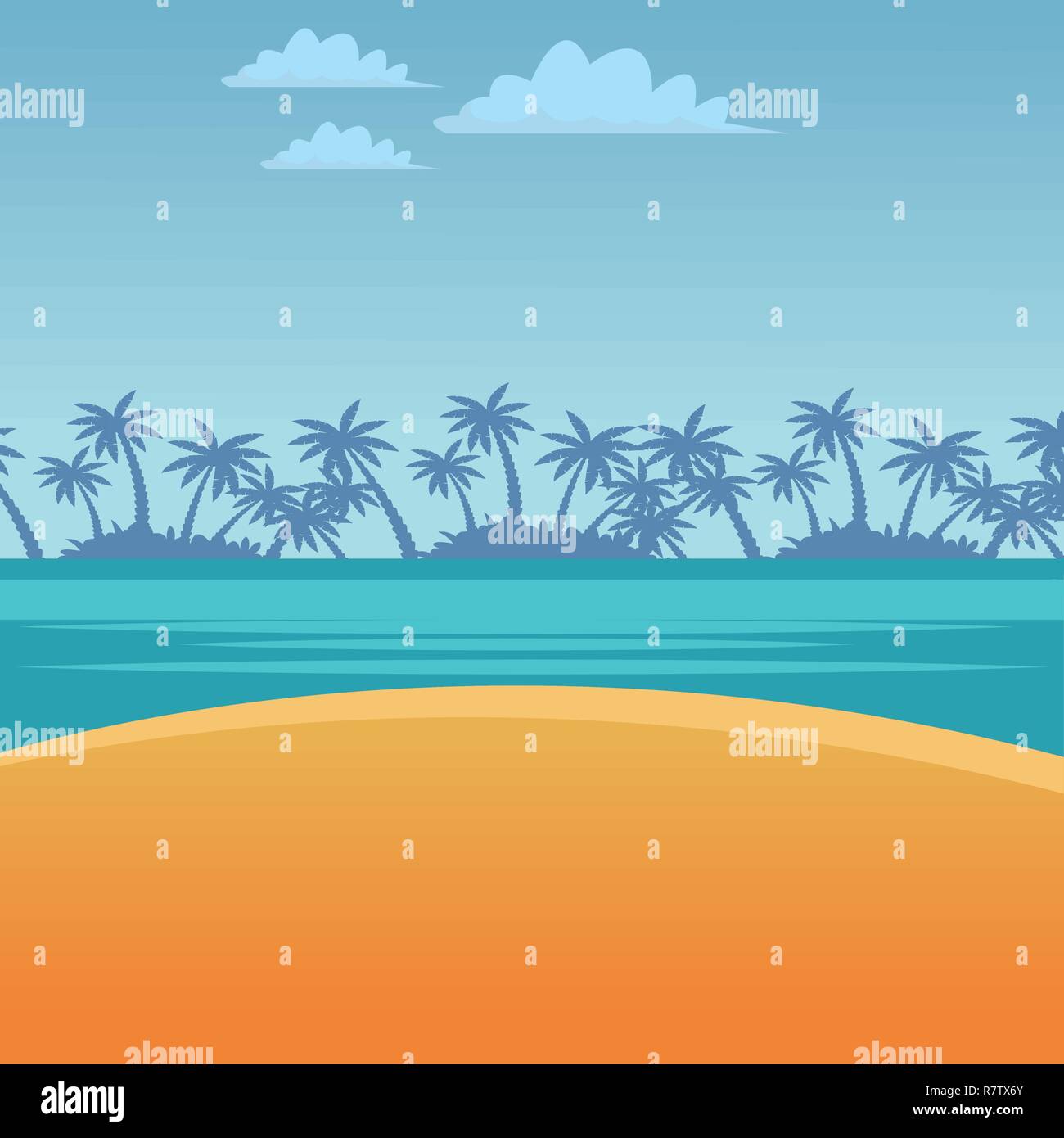 beach and sea scene Stock Vector Image & Art - Alamy